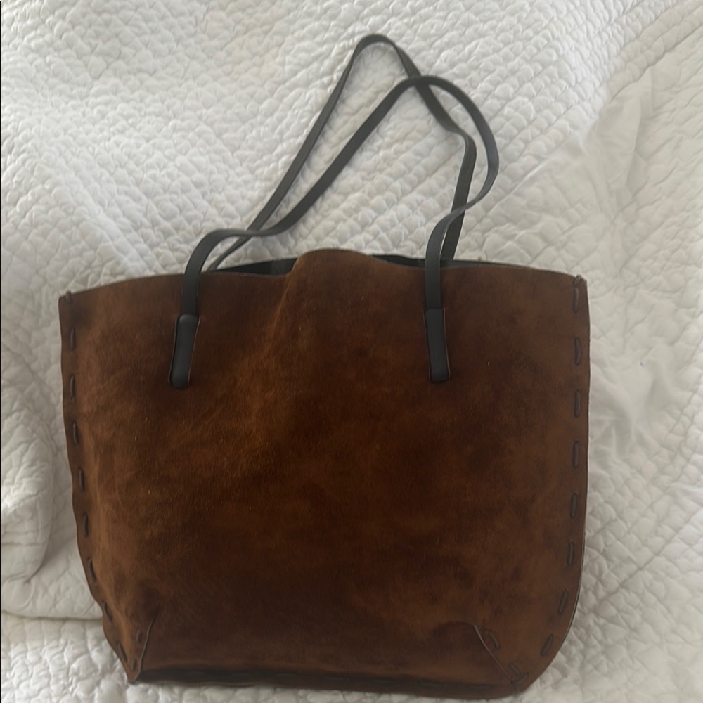 Brown Suede Tote Bag